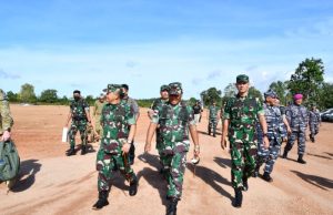 Panglima TNI Disambut Pangdam I BB Tinjau Latihan Serbuan Pendaratan Amfibi di Dabo Singkep