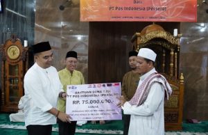 Pos Indonesia Bantu Program ATM Beras di Masjid Miftahul Jannah Jagabaya II