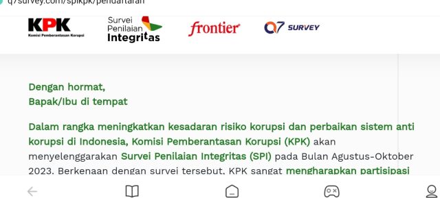 Dorong Transparansi Instansi Publik, Yuk Sukseskan SPI 2023 KPK