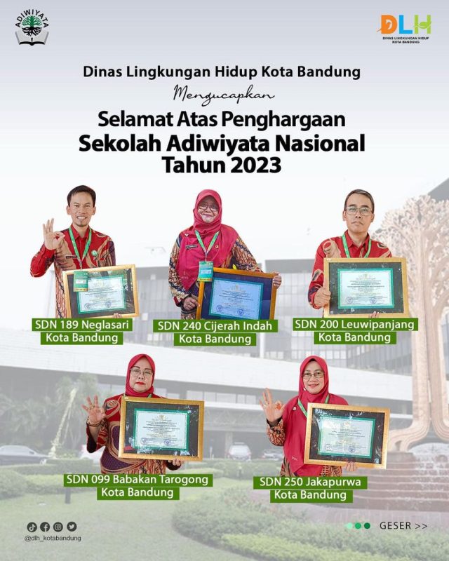Lima SDN di Kota Bandung Raih Penghargaan Adiwiyata Nasional