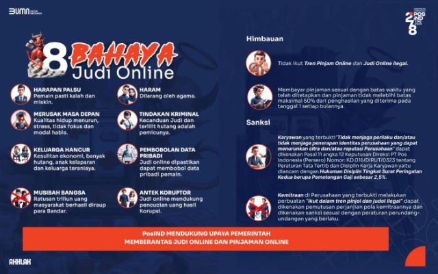 Pos Indonesia Aktif Sosialisasikan Larangan Judol Kepada Seluruh Karyawan