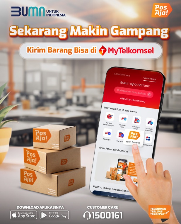 Terus Berinovasi, PosIND Kerjasama dengan Telkomsel 'Kirim Barang' PosAja! di MyTelkomsel Super App