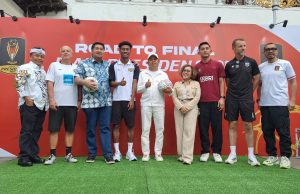 Perwakilan Oxford United, Port FC, Dewa United, dan Indonesia All Star menghadiri sesi press Conference Road To Final Piala Presiden 2025 di Gedung Sate, Kota Bandung, Jumat (11/7/2025). (Fifi Nofita)