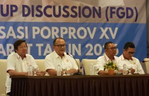 KONI Jawa Barat (Jabar) menggelar Focus Group Discussion (FGD) sosialisasi Pekan Olahraga Provinsi (Porprov) XV Jawa Barat tahun 2026 di ballroom Hotel El Cavana, Kota Bandung, Rabu, 1 Oktober 2025. (Humas KONI Jabar)